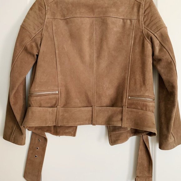Women's LAMARQUE Brown Suede Leather Moto Jacket - Picture 5 of 6